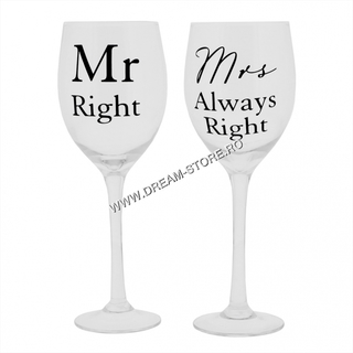 pahare vin Mr.Right&Mrs.always Right