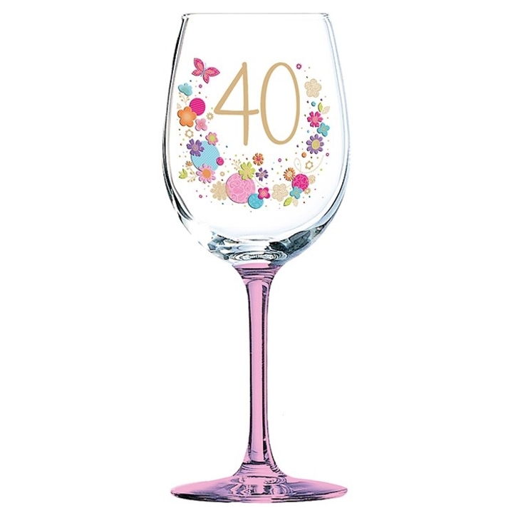 Pahar vin cadou 40 ani "lulu" - | Cadouri pentru 40 de ani | Cadouri de nastere | Dream Store - cadouri online Brasov, cadou zi nastere, cadou nunta argint|perla|rubin|aur|diamant,