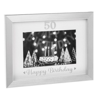 Rama foto argintie cadou pentru zi nastere 50 ani - DG290324