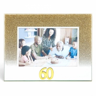 Rama foto cu sclipici auriu pentru 60 ani - DGFG60460